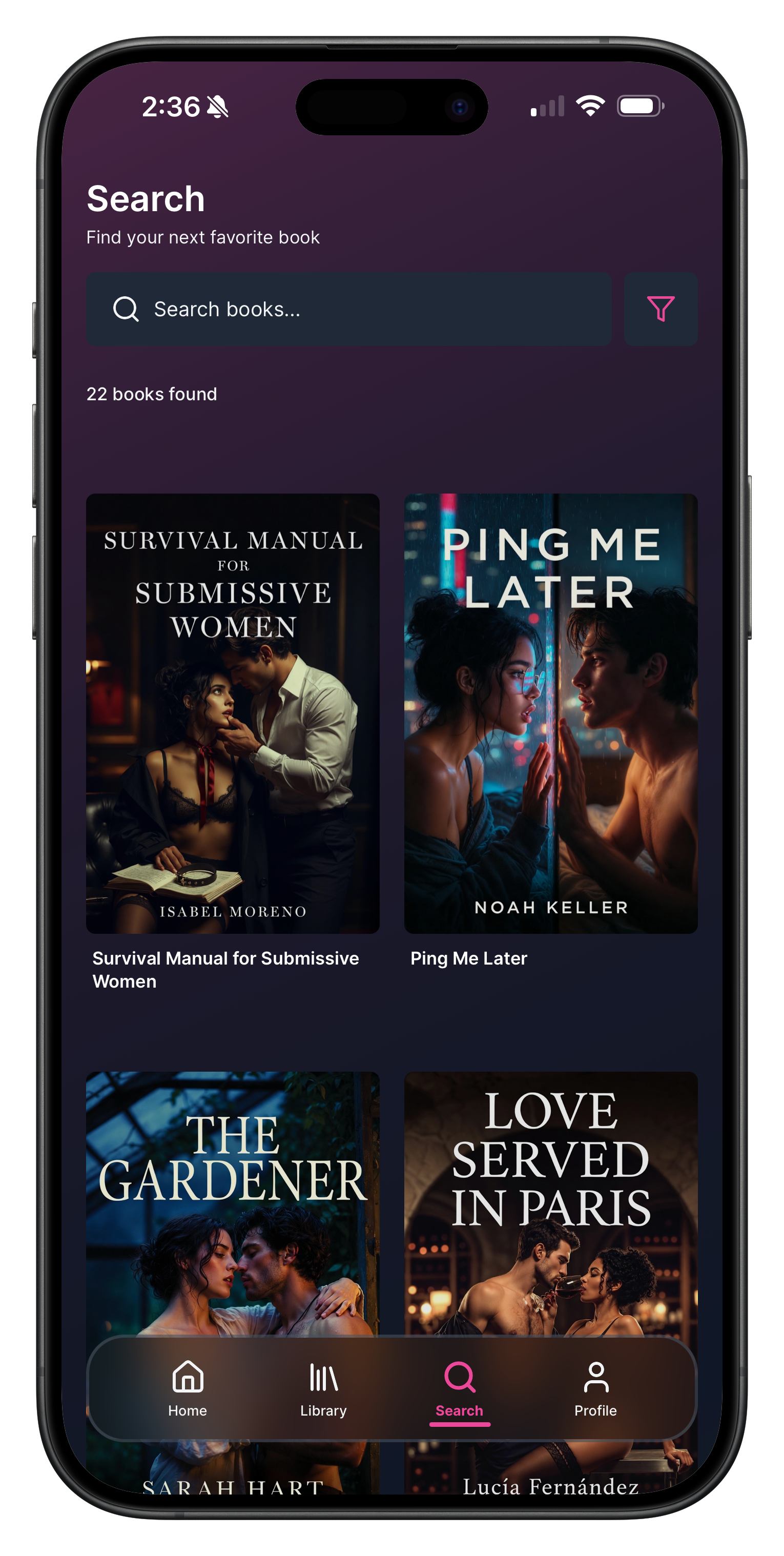 Velvet Reads app home